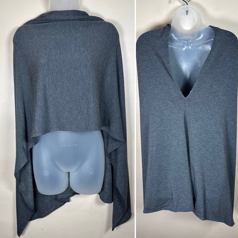 Soma Womens Sweater Shawl Fleece Comfy Cozy Sleepwear Robe Gray S/M Asymmetrical